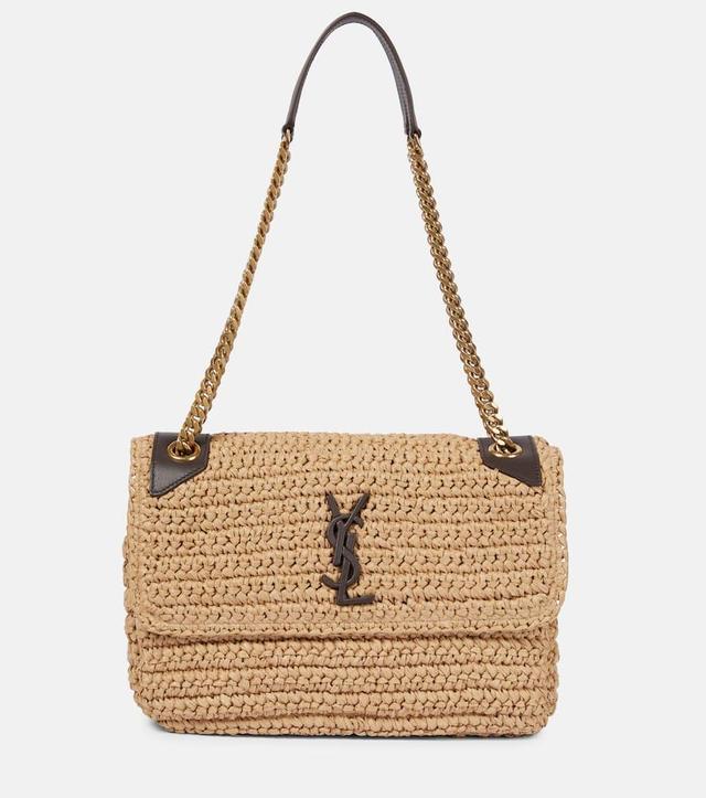 SAINT LAURENT Niki Medium Raffia Shoulder Bag In Beige Product Image