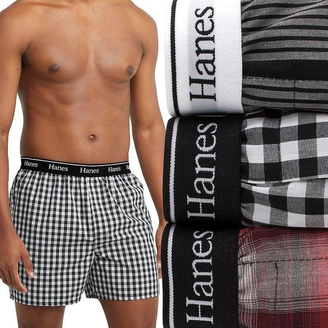 Mens Hanes Originals Ultimate 3-Pack Woven Plaid Boxers Product Image