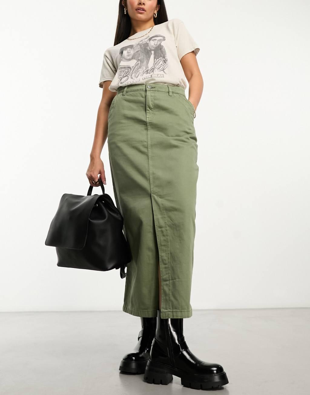 Cotton On ryder utility maxi skirt in khaki  Product Image