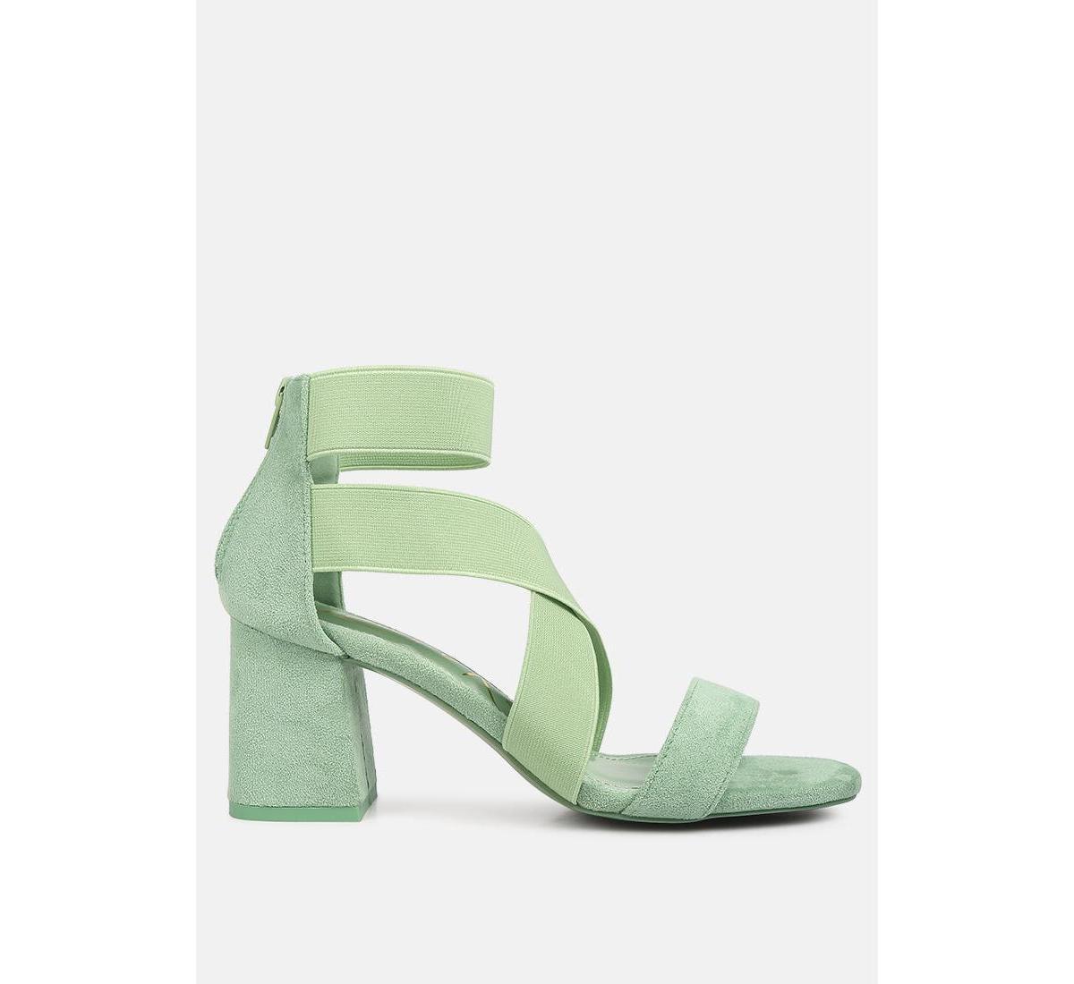 Elastic Strappy Block Heel Sandals Product Image