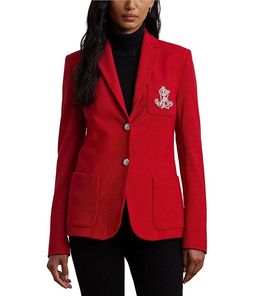 Lauren Ralph Lauren Signature Bullion Patch Two Button Jacquard Blazer Product Image