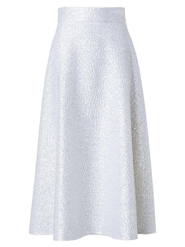 Akris Sequin Wool Blend A-Line Midi Skirt Product Image