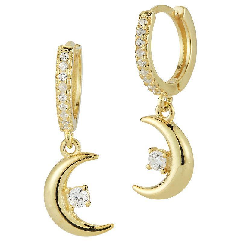 Sunkissed Sterling Cubic Zirconia Moon Charm Huggie Hoop Earrings, Womens, Multicolor Product Image