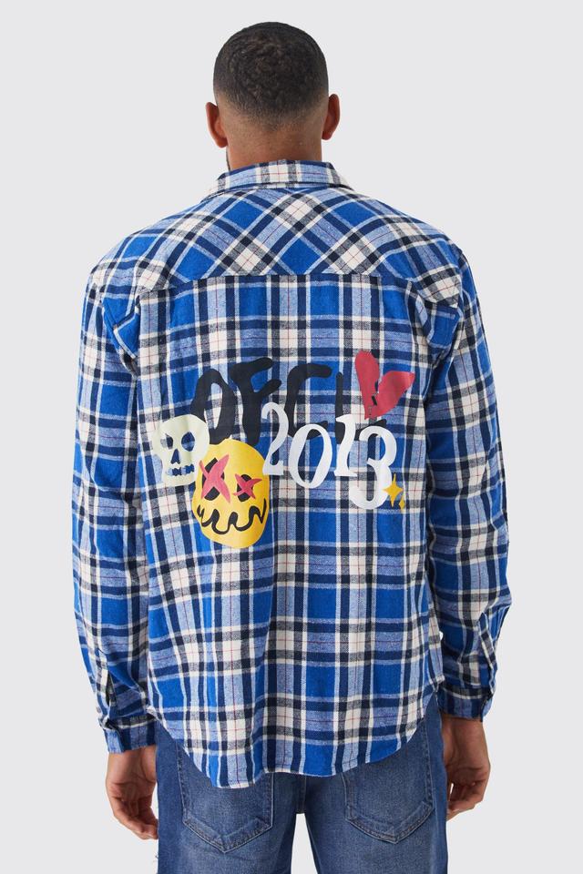 Tall Long Sleeve Oversized Ofcl Flannel Shirt | boohooMAN USA Product Image