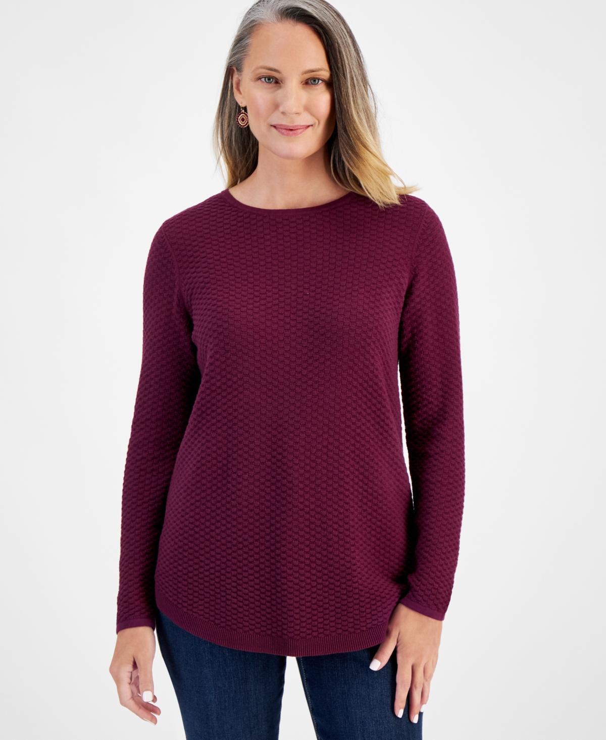 Style & Co Womens Cotton Curved-Hem Stitch Sweater, Created for Macys Product Image