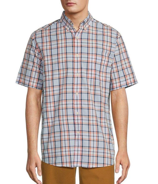 Roundtree & Yorke Short Sleeve Large Plaid Poplin Sport Shirt Product Image