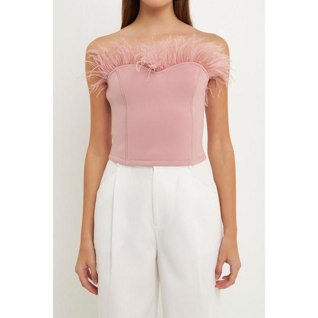 Womens Strapless Knit Feather Top Product Image