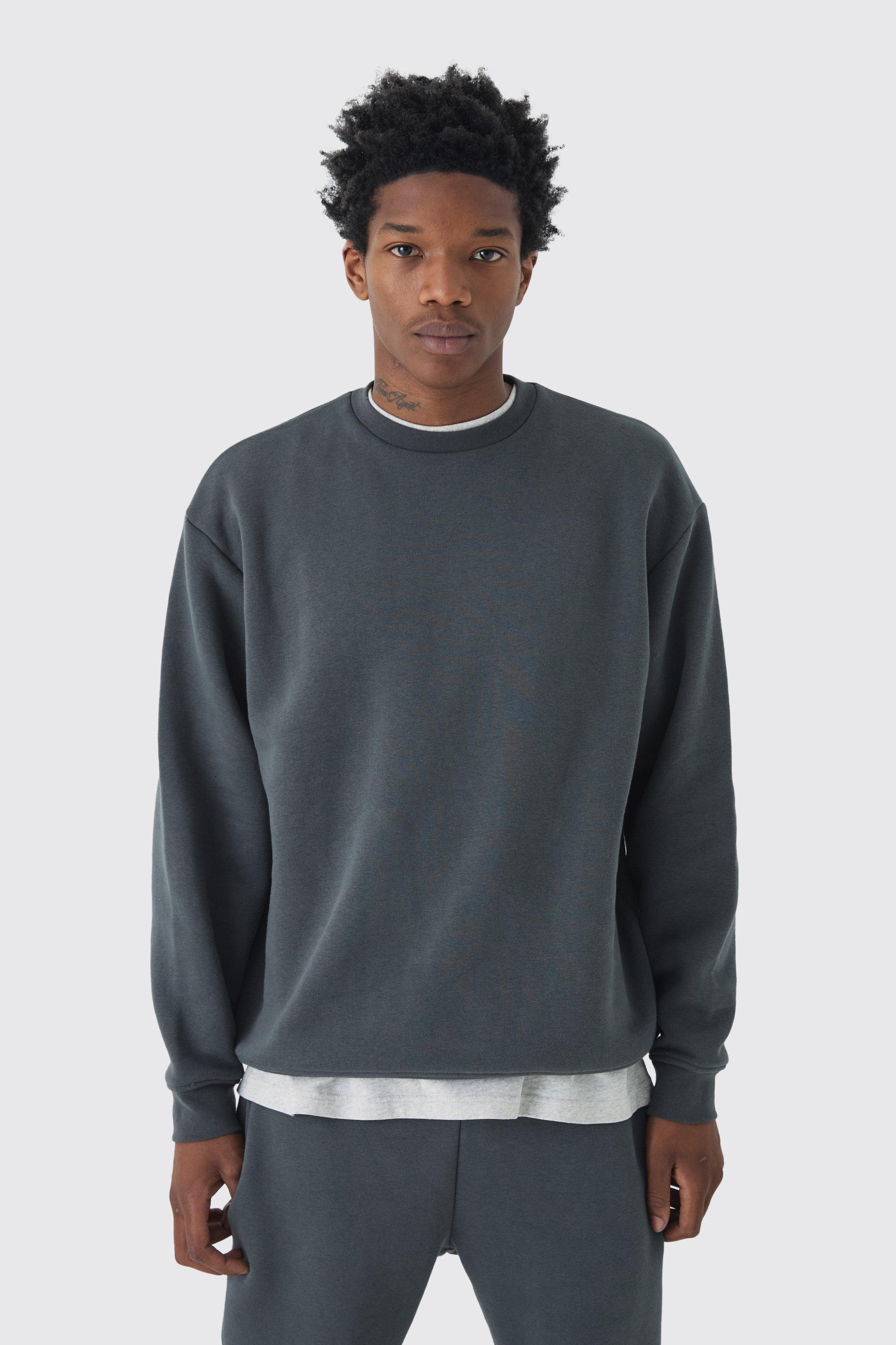 330GSM Oversized Basic Crew Neck Sweatshirt | boohooMAN USA Product Image