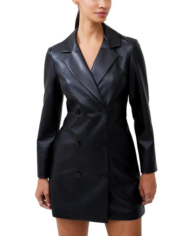 French Connection Womens Crolenda Faux-Leather Blazer Dress Product Image