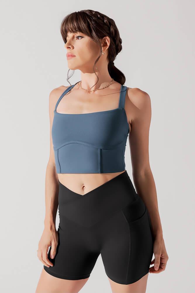 Daphne Corset Crop Top - Indigo Teal Product Image