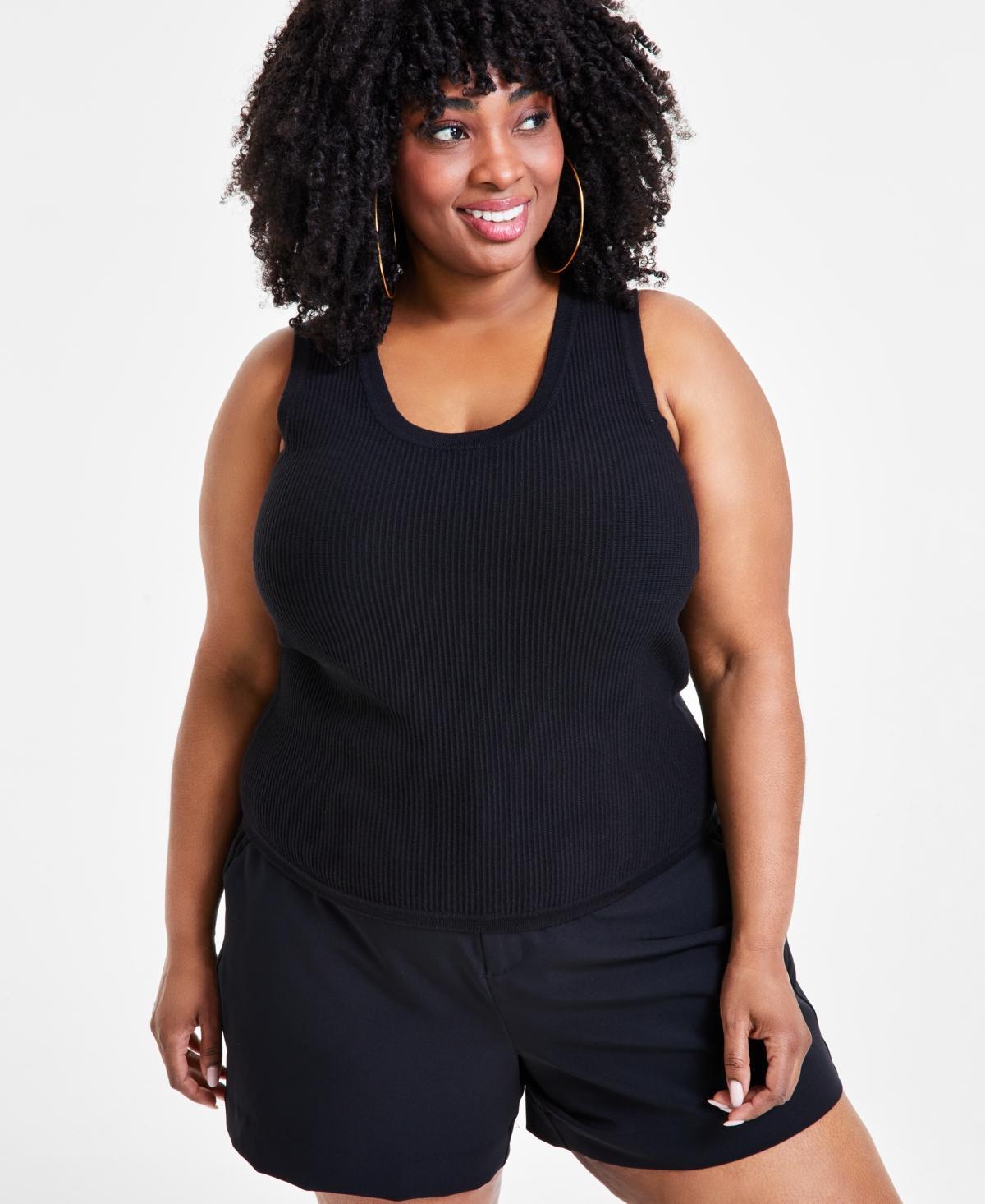 Nina Parker Trendy Plus Size Ribbed Sweater Tank Top Product Image