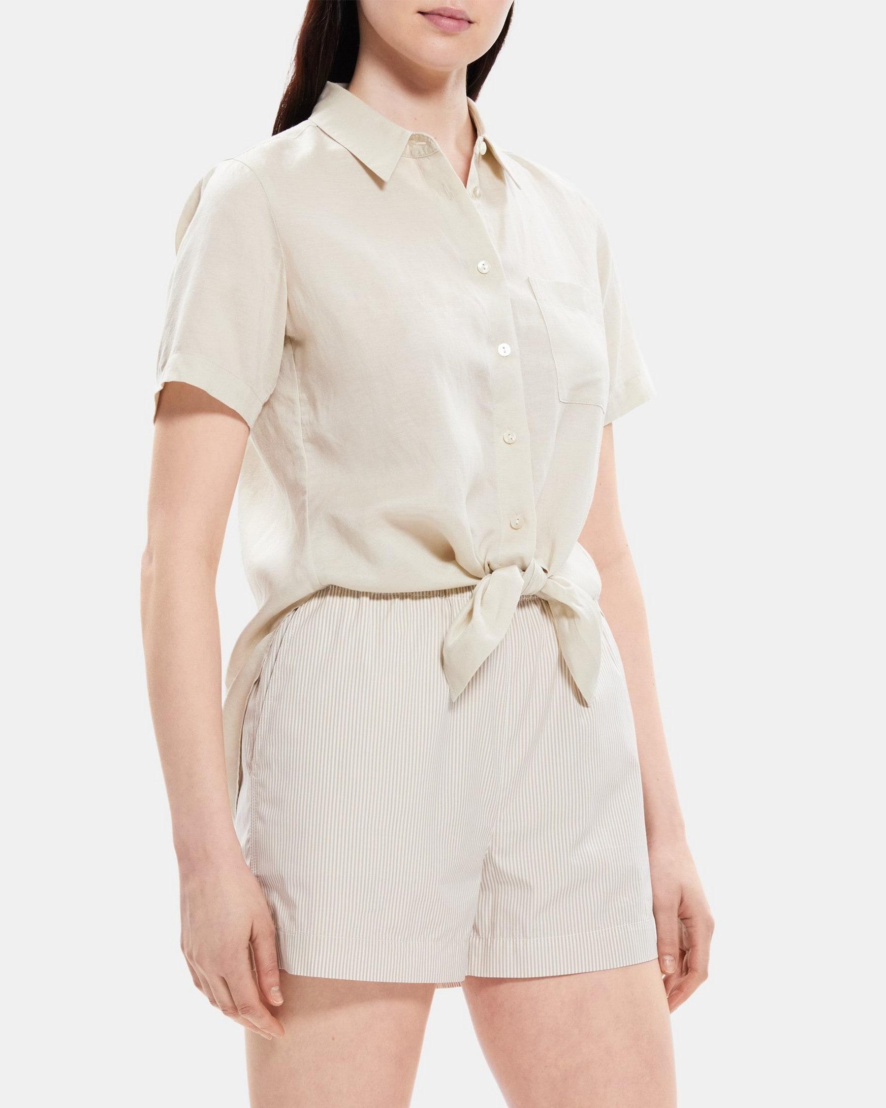 Tie-Front Shirt in Linen-Tencel Product Image