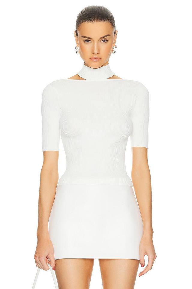 Cult Gaia Brianna Short Sleeve Knit Top White. (also in ). Product Image