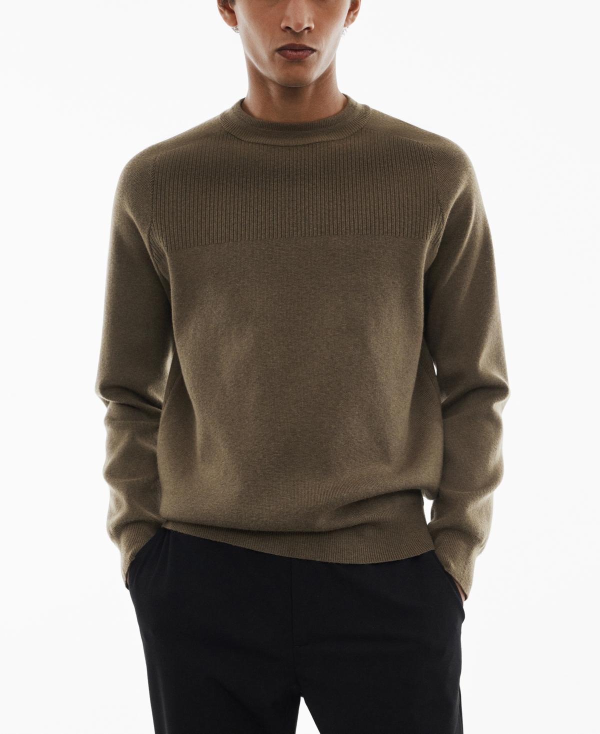 MANGO MAN - Stretch sweater with ribbed detail khakiMen Product Image