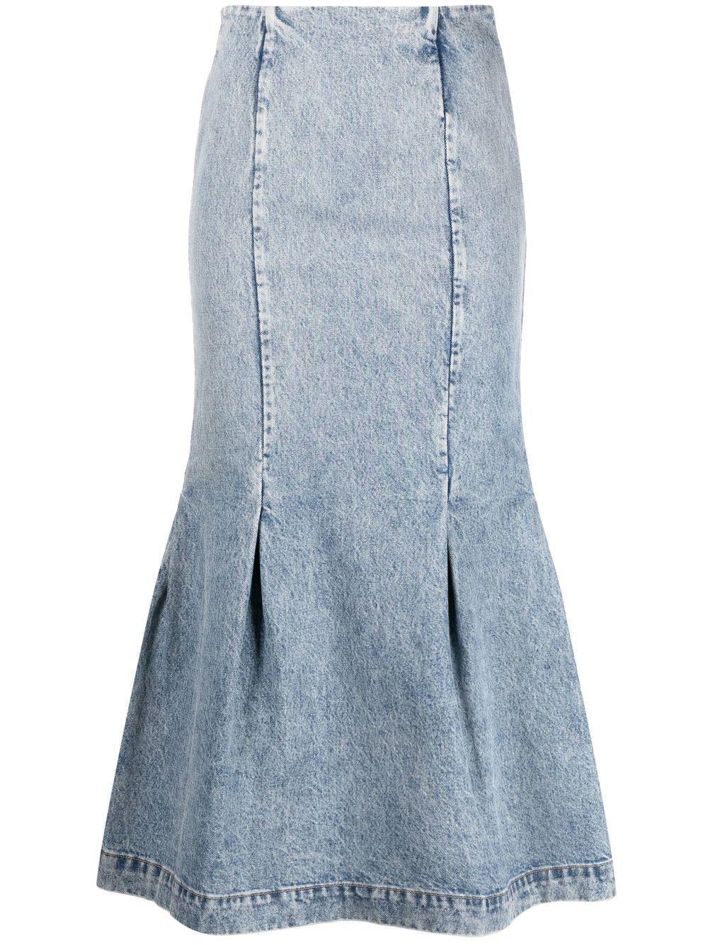 KHAITE High-waisted Slim-cut Skirt In Blau Product Image