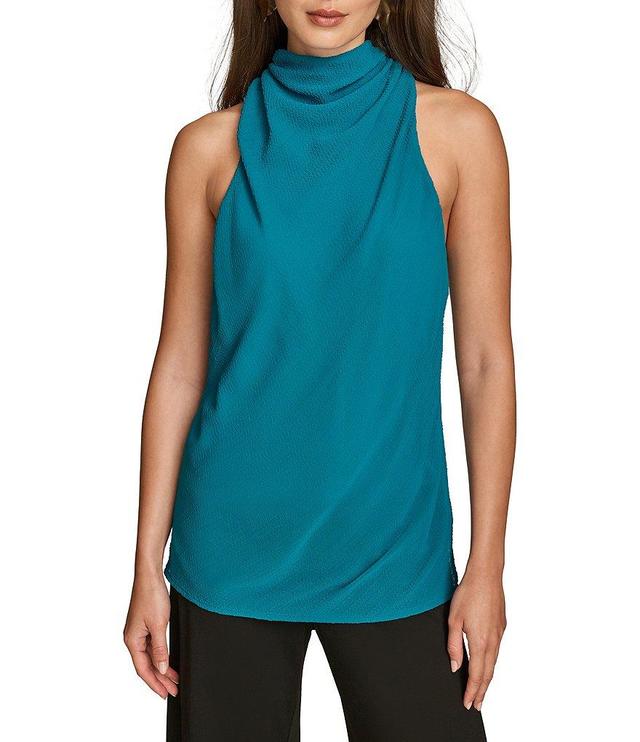 Donna Karan Textured Chiffon Sleeveless High Cowl Neck Top Product Image