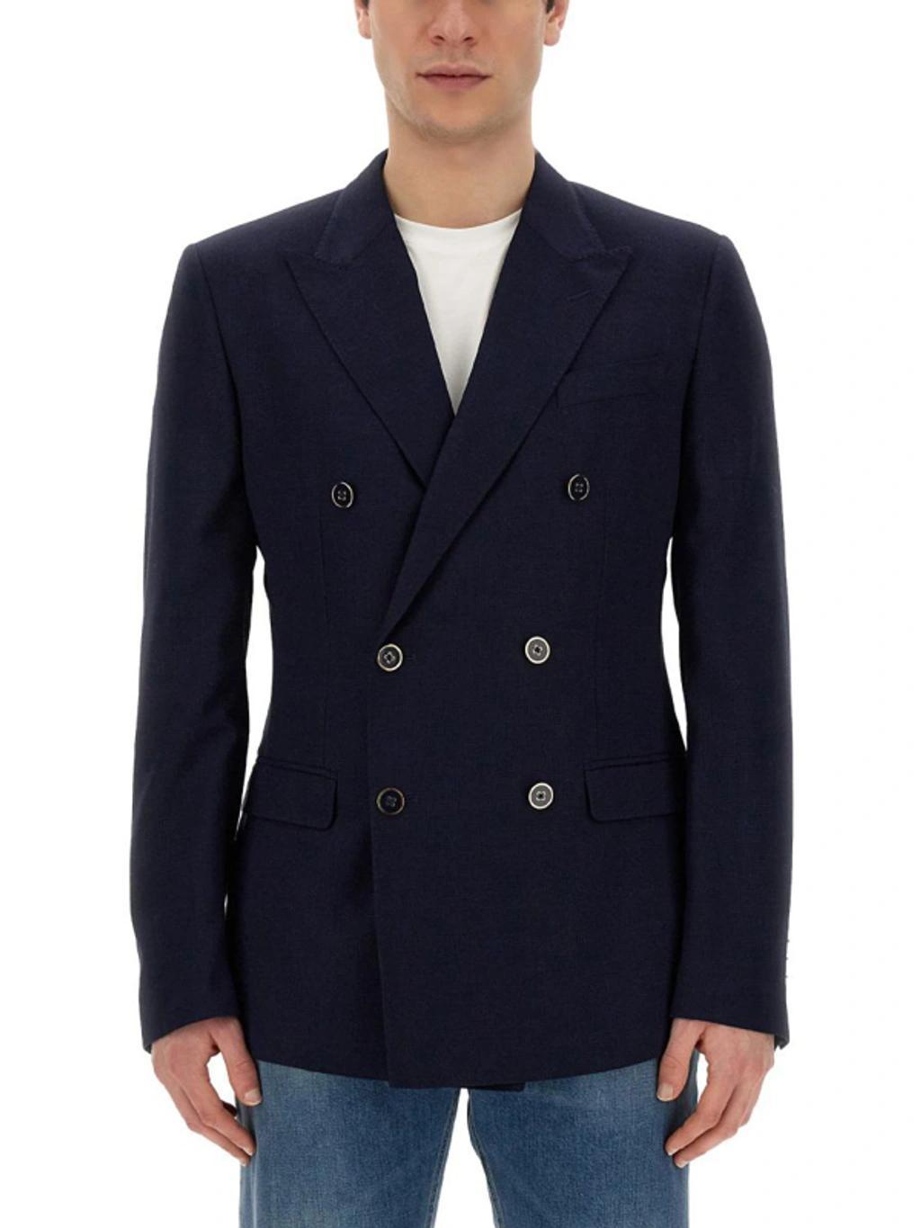 Double-breasted Jacket In Blue Product Image