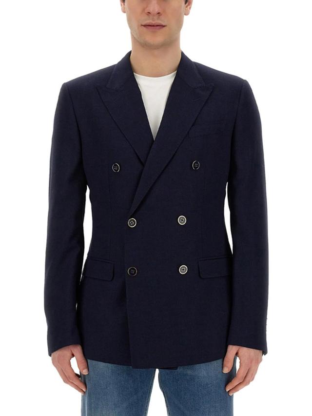 Double-breasted Jacket In Blue Product Image