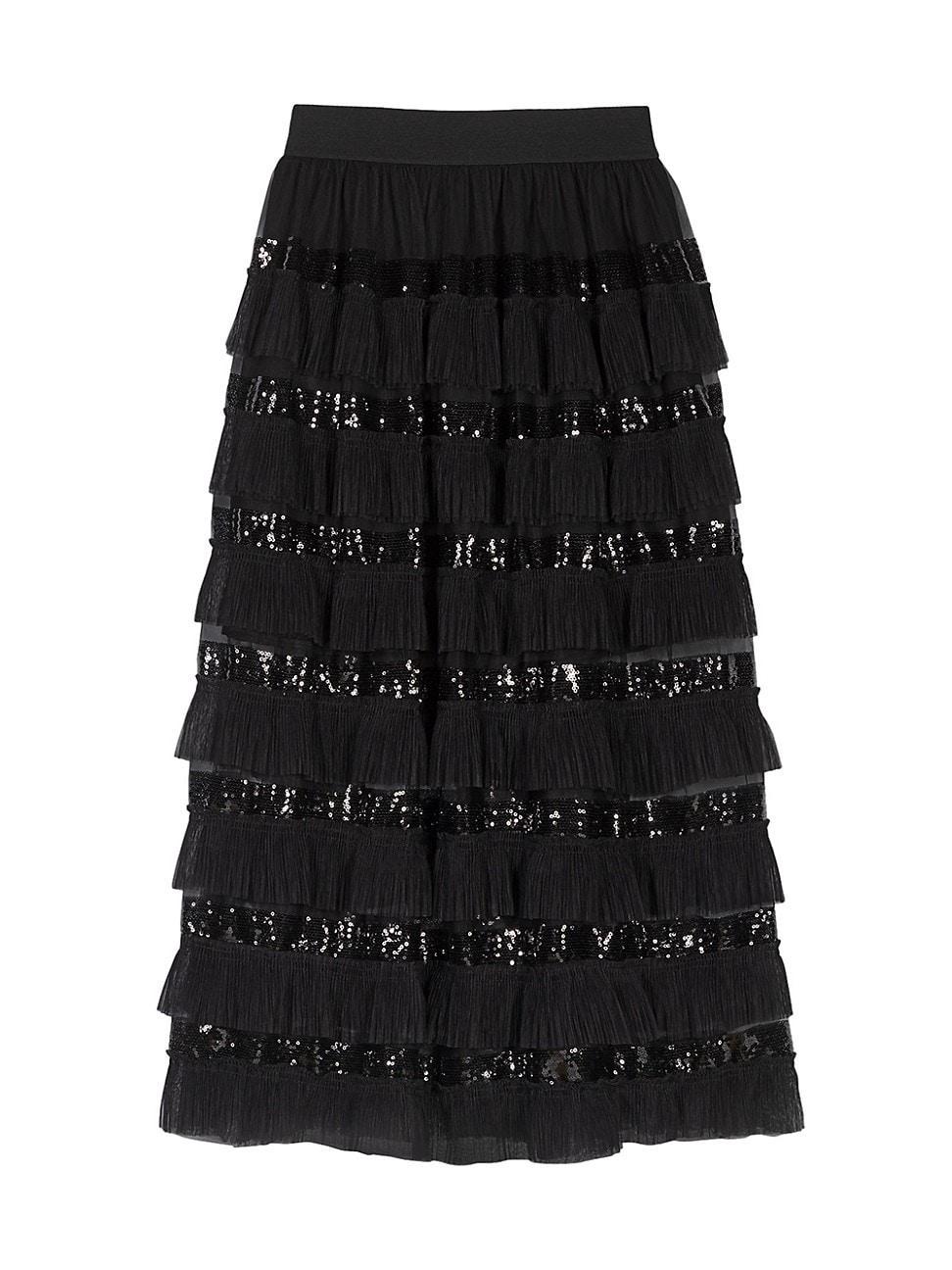 maje Sequin Ruffle Maxi Skirt product image