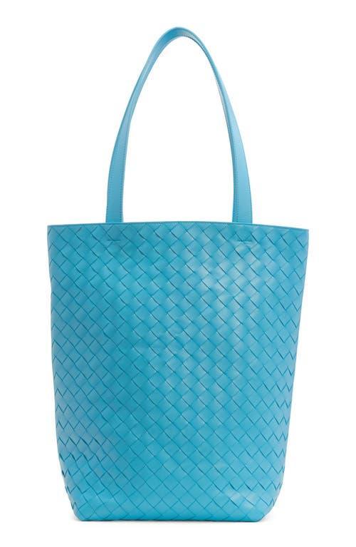 BOTTEGA VENETA Small Intrecciato Leather Tote Bag In Blue Product Image