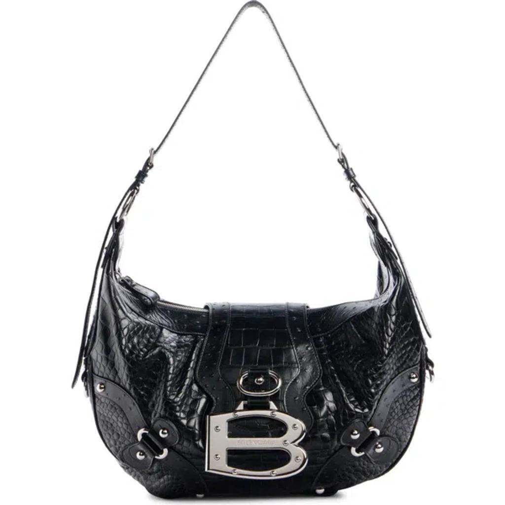 Essex Calfskin Leather Hobo Bag In 1000 Black Product Image