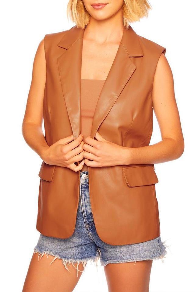 Faux Leather Collar Vest Product Image