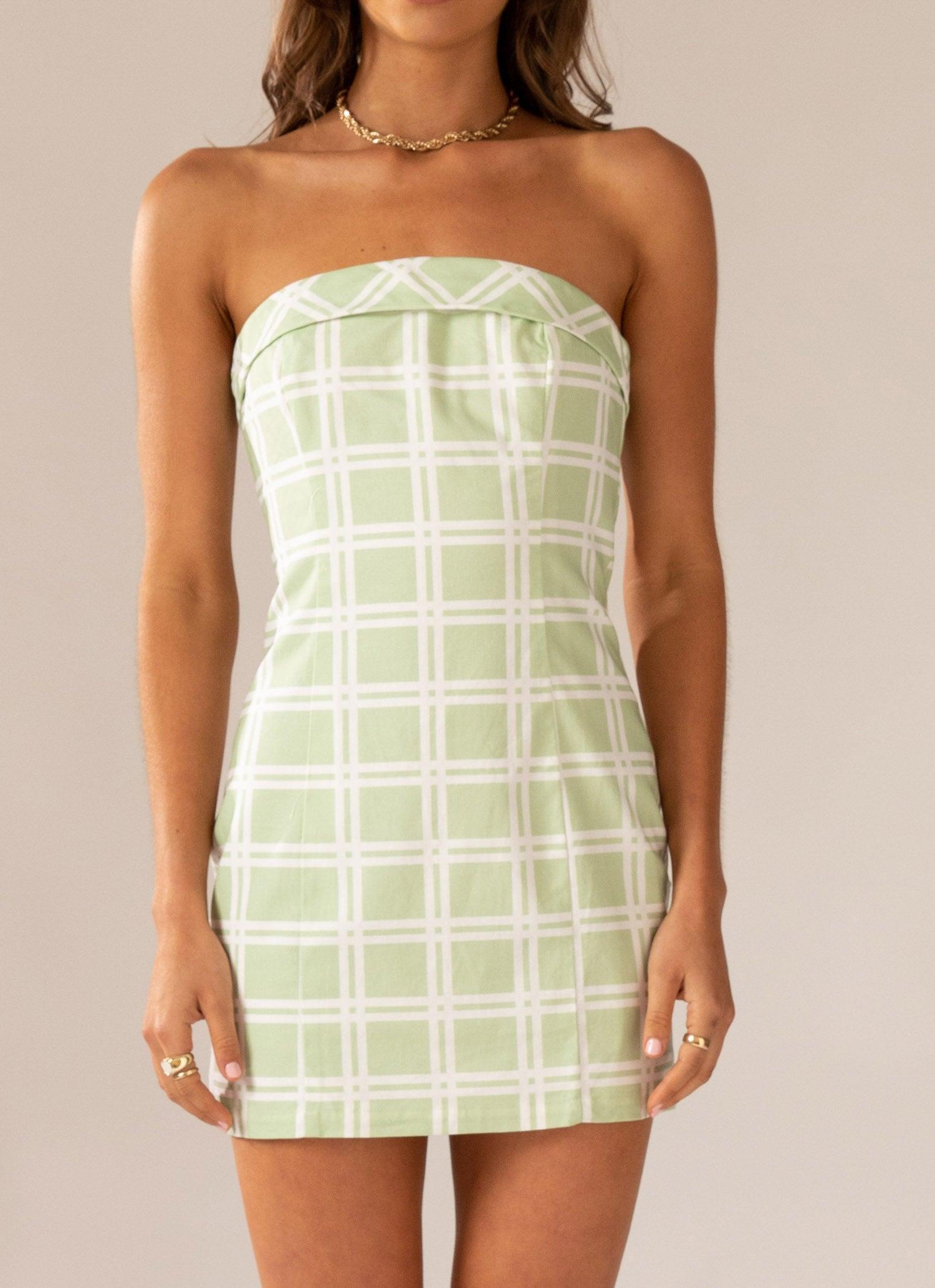 Love My Way Tube Dress - Sage Check Product Image