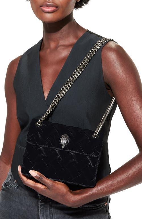 London Mini Kensington Velvet Shoulder Bag In Black Product Image