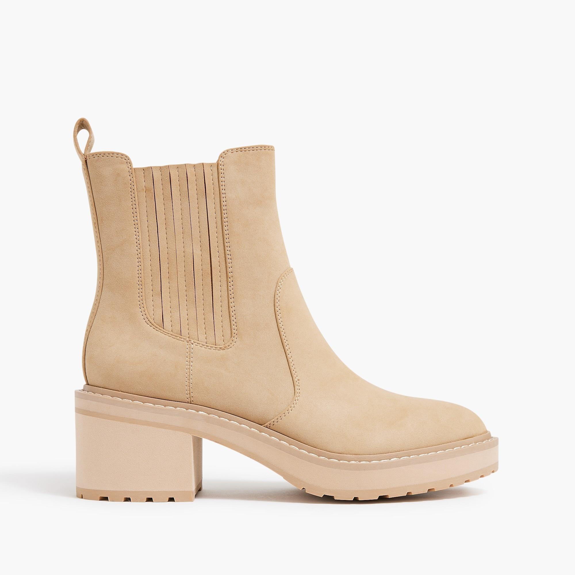 Nubuck lug-sole heeled Chelsea booties Product Image