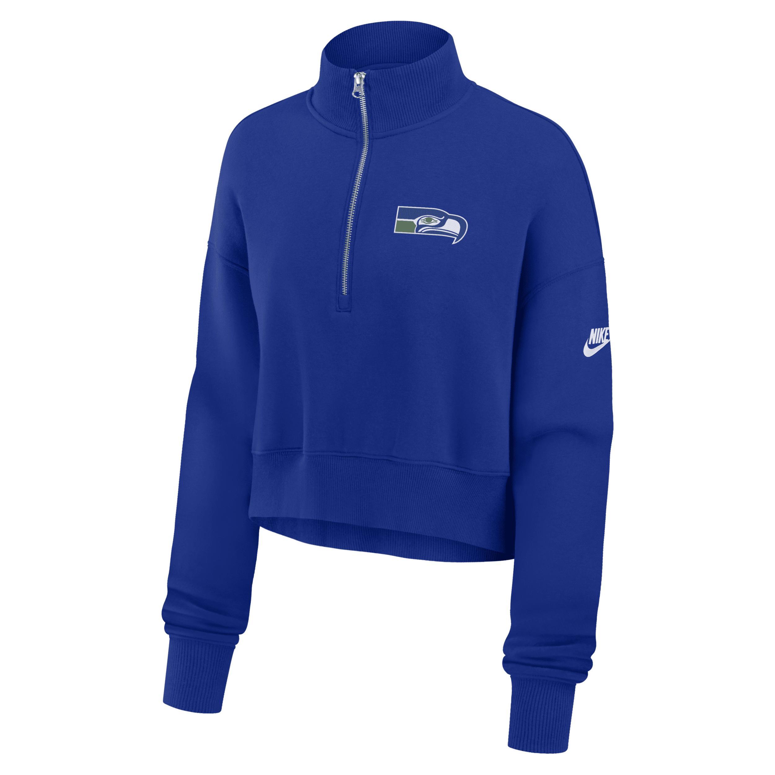 Buffalo Bills Rewind Phoenix Nike Women's NFL Cropped 1/4-Zip Crew Product Image