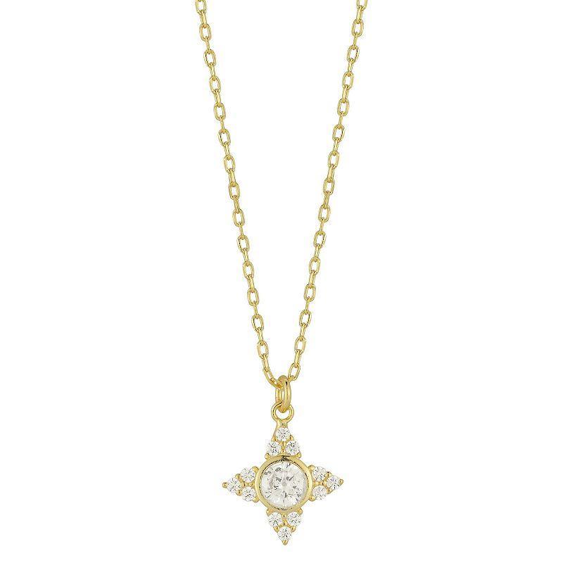 Sunkissed Sterling Cubic Zirconia Star Pendant Necklace, Womens, Gold Product Image