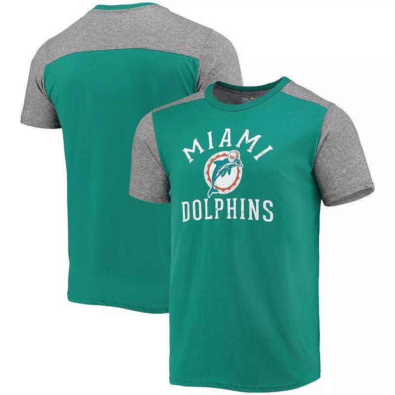 Mens Majestic Threads Aqua/Heathered Gray Miami Dolphins Gridiron Classics Field Goal Slub T-Shirt Turquoise A Product Image