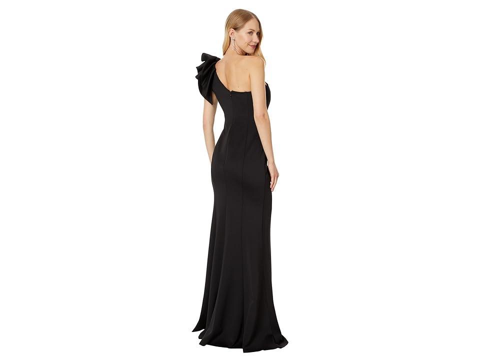 Betsy  Adam Stretch One Flutter Shoulder Mermaid Gown Product Image