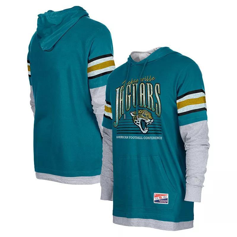 Mens New Era Teal Jacksonville Jaguars Twofer Long Sleeve Hooded T-Shirt Product Image