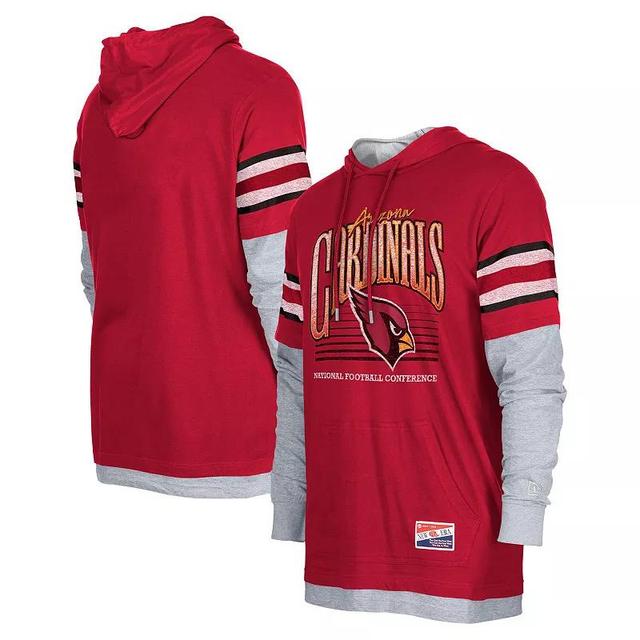 Mens New Era Cardinal Arizona Cardinals Twofer Long Sleeve Hooded T-Shirt Product Image