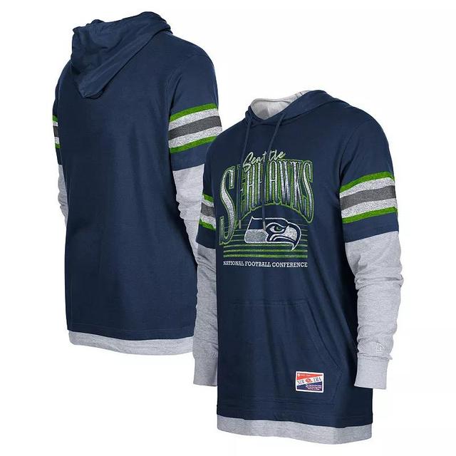 Mens New Era College Navy Seattle Seahawks Twofer Long Sleeve Hooded T-Shirt Product Image