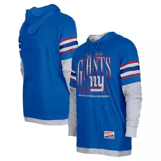 Mens New Era Royal New York Giants Twofer Long Sleeve Hooded T-Shirt Product Image