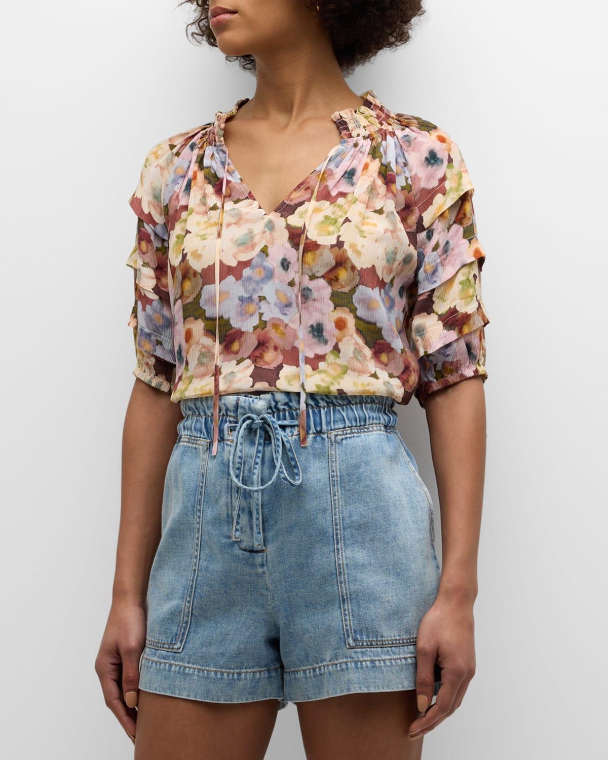 Paris Painted Floral Blouse Product Image