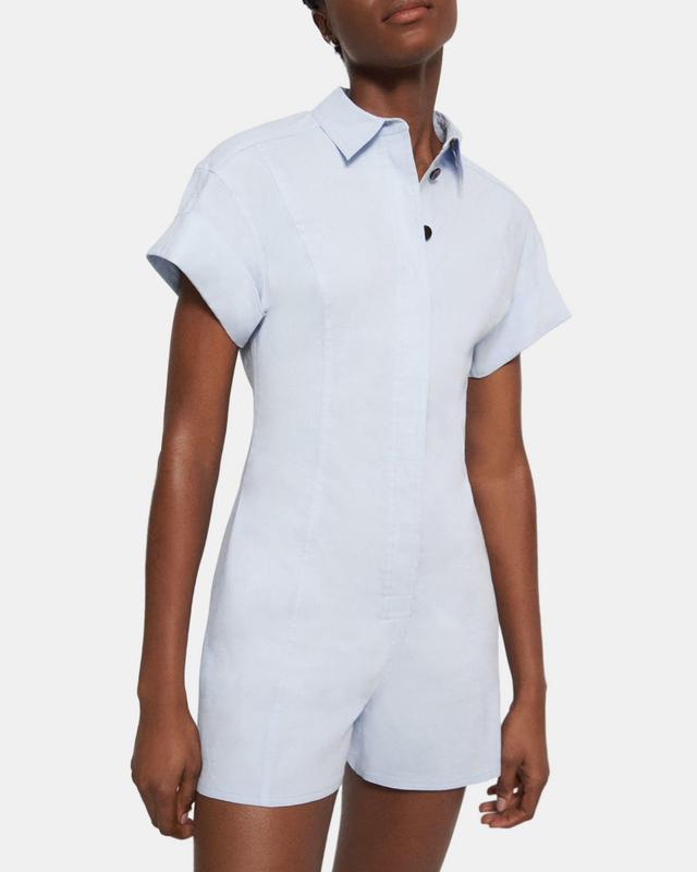 Shirt Romper in Stretch Linen Product Image