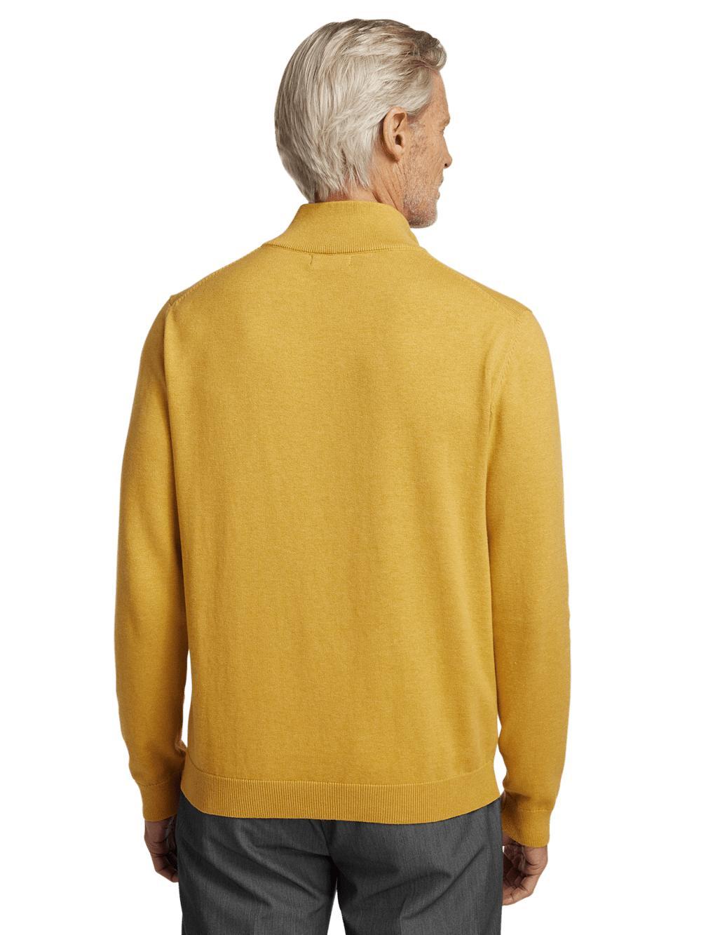 Supima Cotton Quarter Zip Mock Neck Sweater - Mustard Product Image