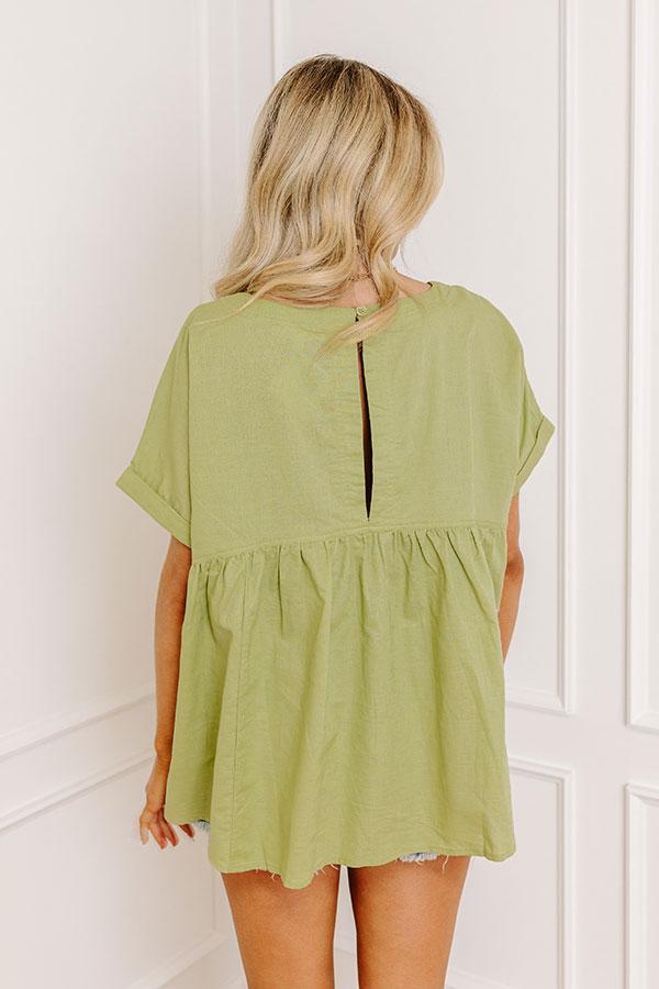 Greek Isles Linen-Blend Babydoll Top In Pear Product Image