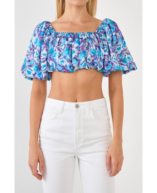 endless rose Womens Floral Satin Effect Crop Top Product Image