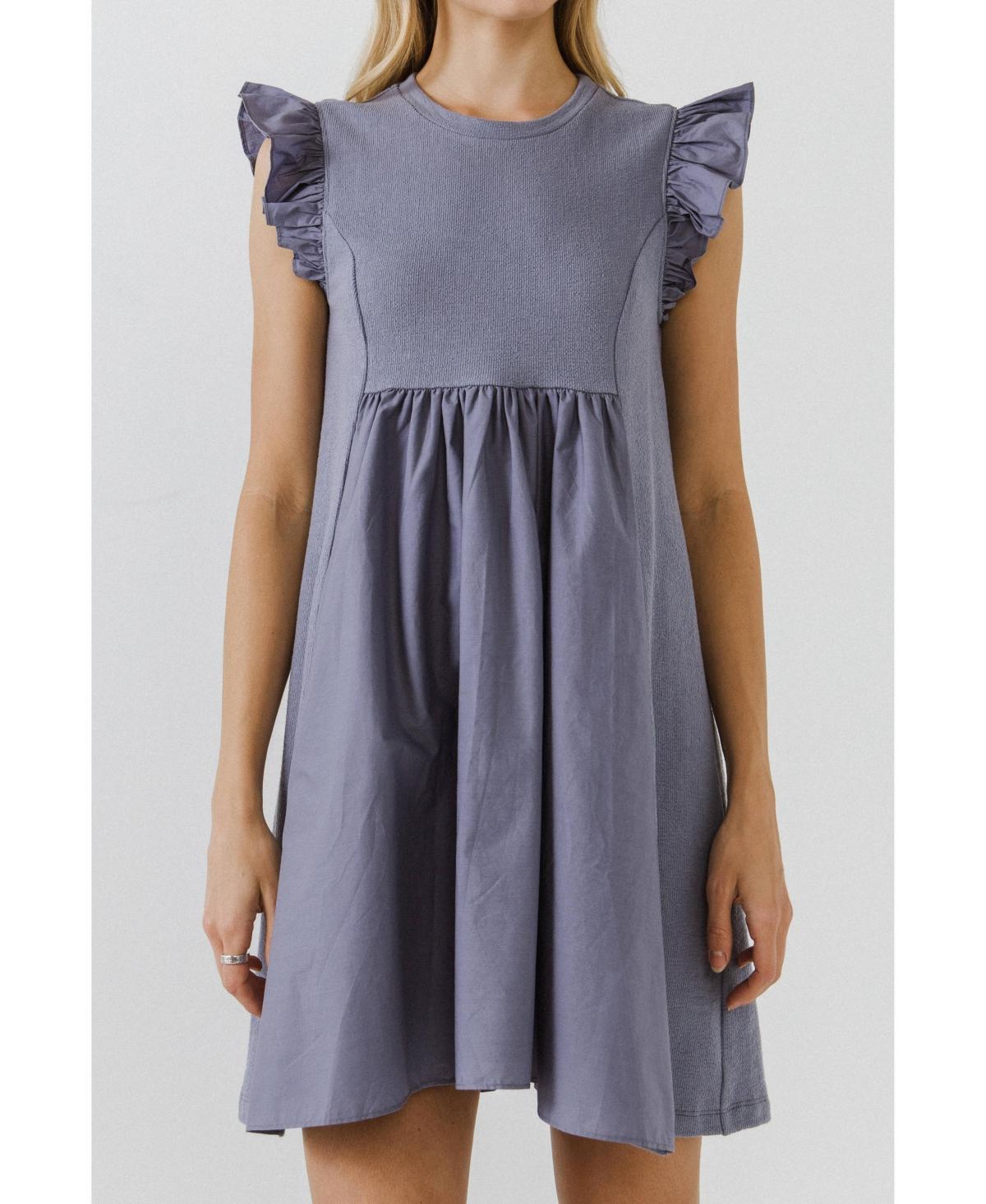 Womens Knit Poplin Mixed Dress Product Image