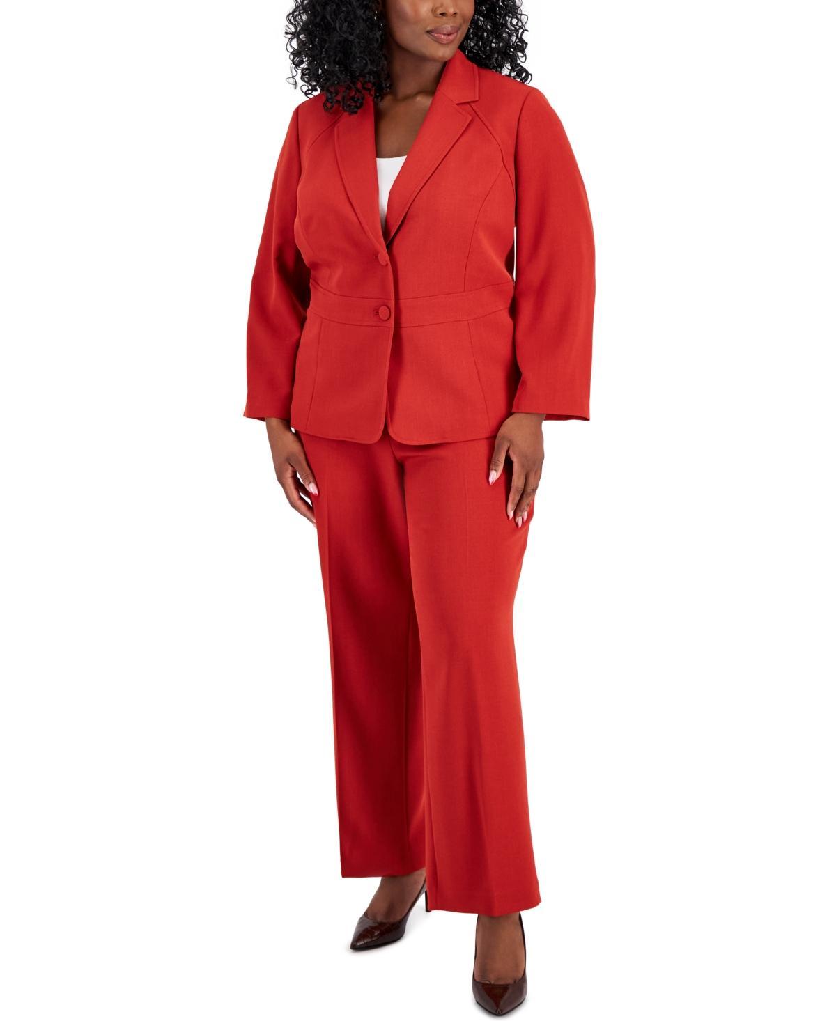 Le Suit Plus Size Crepe Two-Button Blazer Pantsuit Product Image