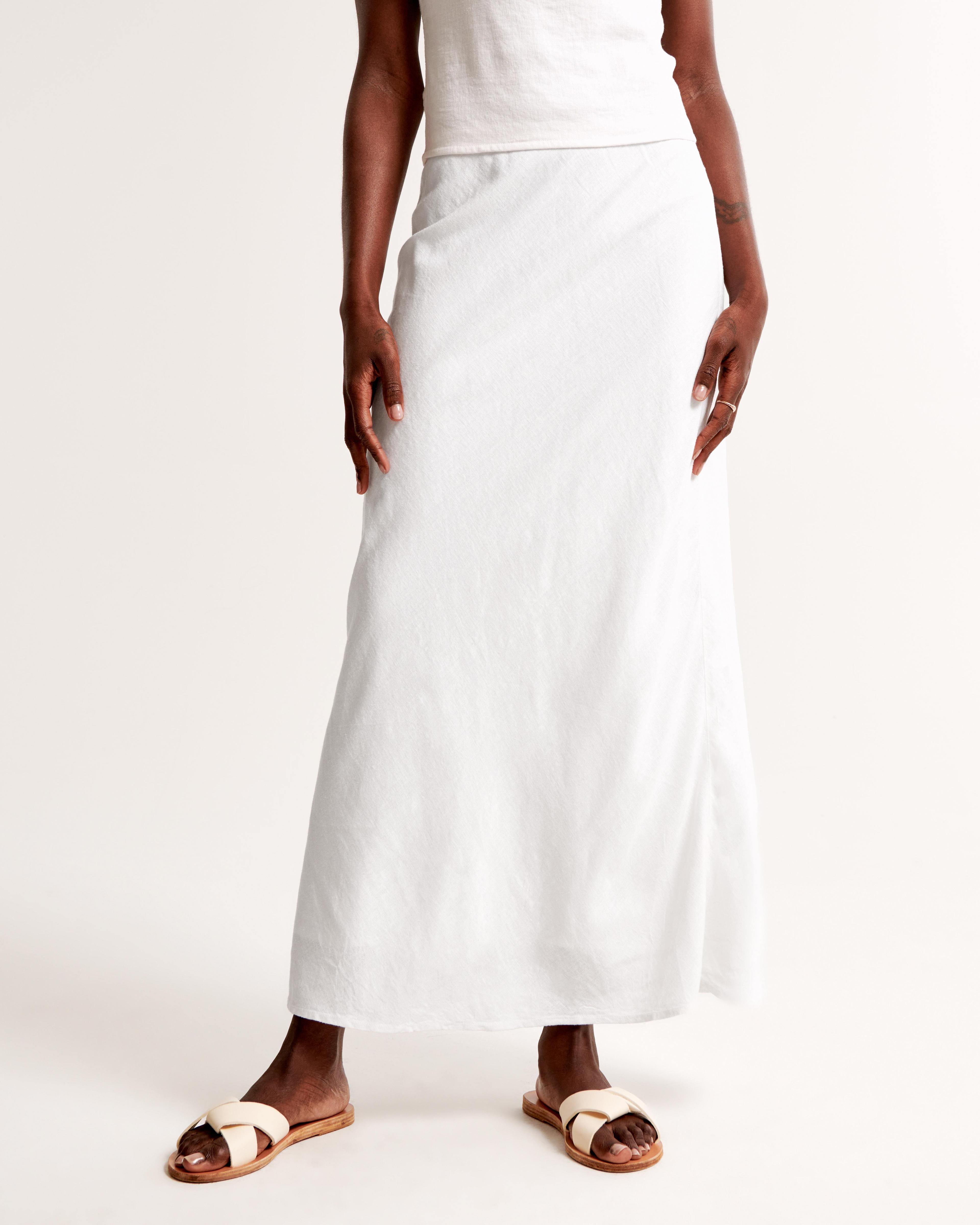 Linen-Blend Column Maxi Skirt Product Image