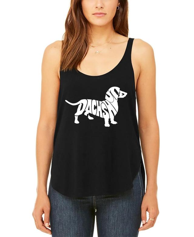 La Pop Art Womens Premium Dachshund Word Art Flowy Tank Top Product Image