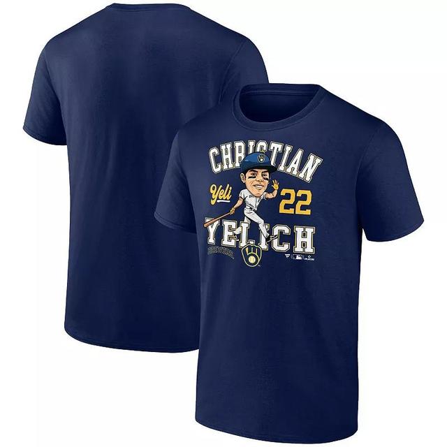 Mens Fanatics Christian Yelich Milwaukee Brewers Hometown Caricature T-Shirt Blue Product Image