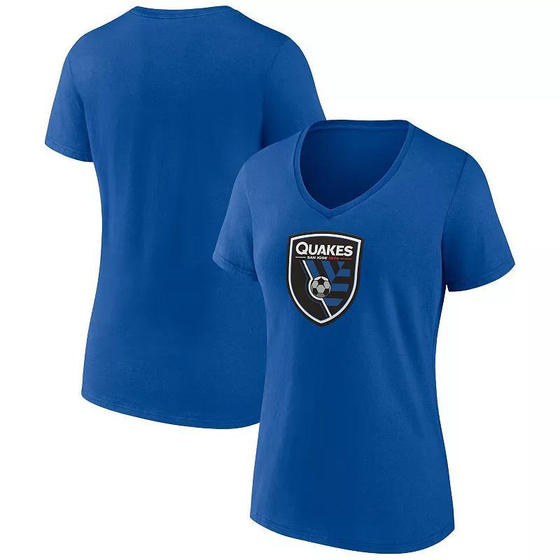 Womens Fanatics Blue San Jose Earthquakes Logo V-Neck T-Shirt Product Image