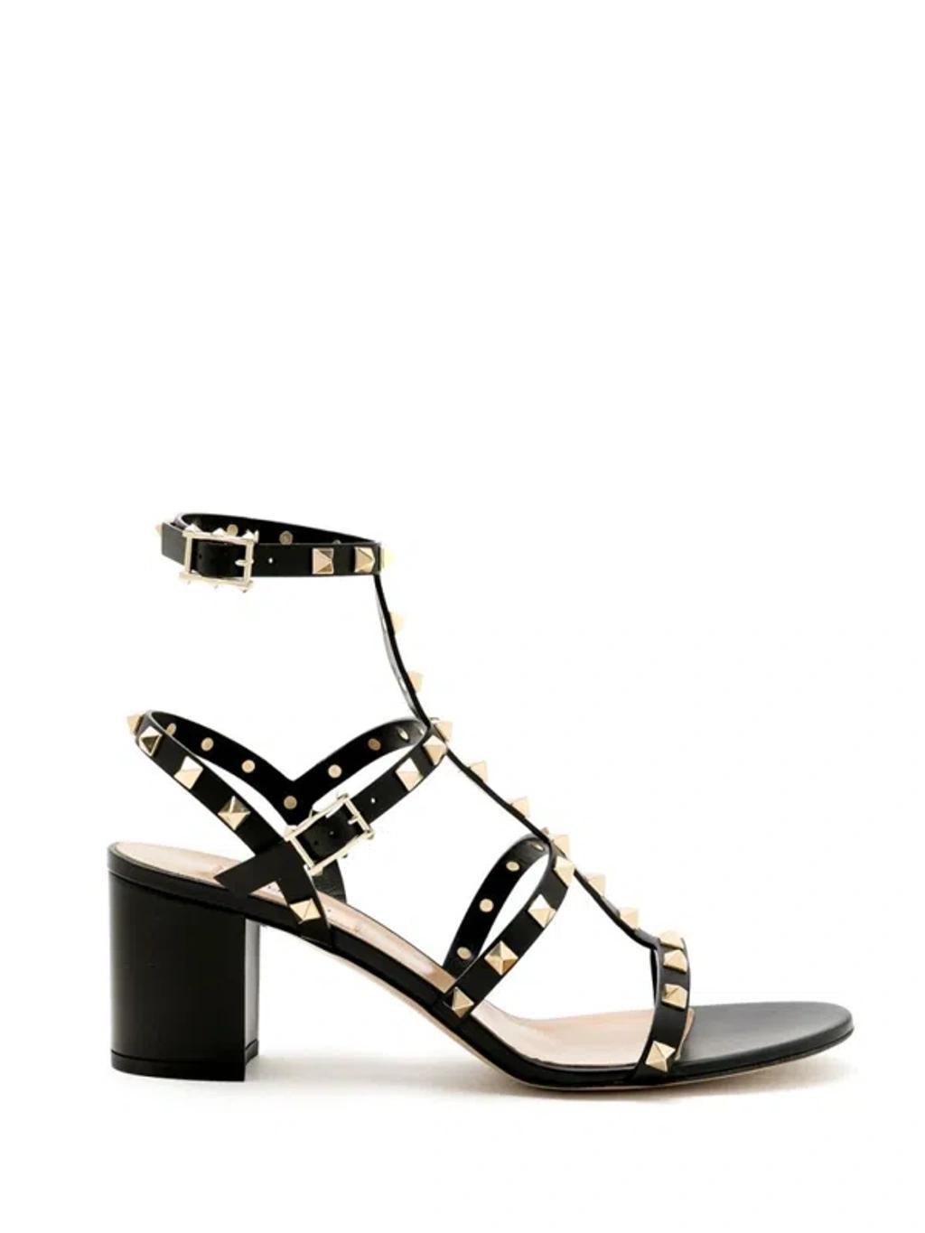 Rockstud Strappy Sandals In Black Product Image