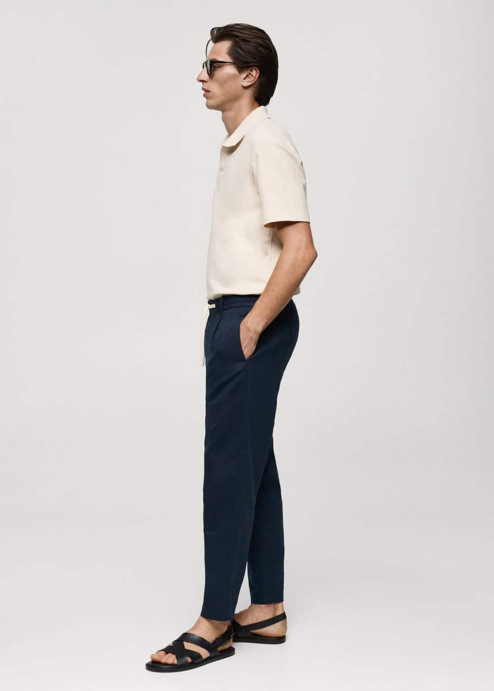 MANGO MAN - Slim-fit pants with drawstring dark navyMen Product Image